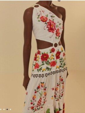 Farm Rio Embroidered Carmina Floral Maxi Dress
